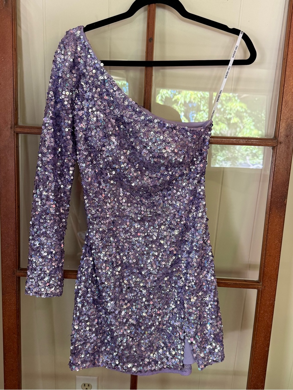 Sherri Hill 54469 Lilac One Shoulder Sequin Cocktail Dress Homecoming Prom - 4 - Picture 4 of 10